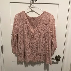 LOFT Tops - Loft pink lace blouse small LOFT Tops - Loft pink lace blouse small